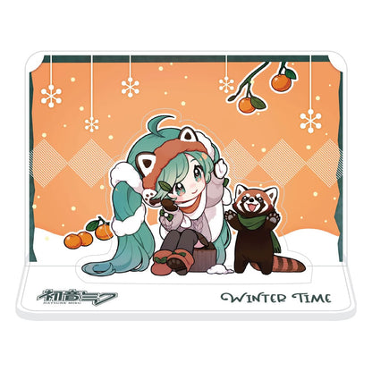 Hatsune Miku Acryl -figuur Standee Miku en Red Panda (Winter Time) 11 cm