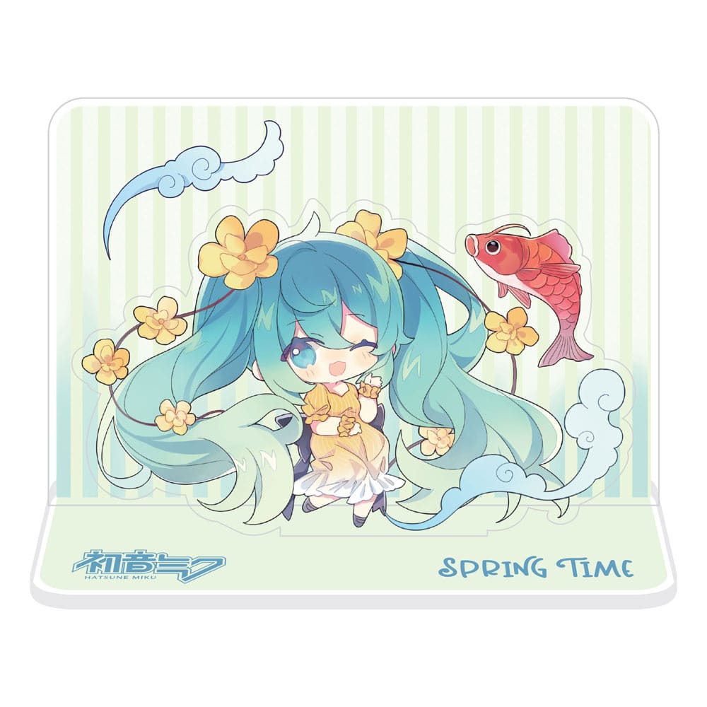 Hatsune Miku Akrylfigur Standee Hatsune Miku Spring Time Chibi Miku med Koi 11 cm