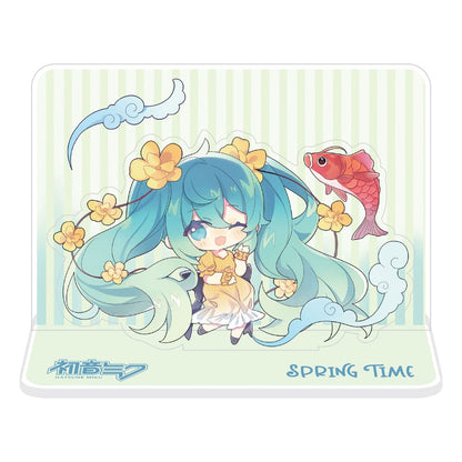Hatsune Miku Akrylfigur Standee Hatsune Miku Spring Time Chibi Miku med Koi 11 cm