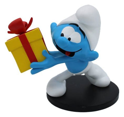 Smurfarna Staty Jokey Smurf med present 10 cm