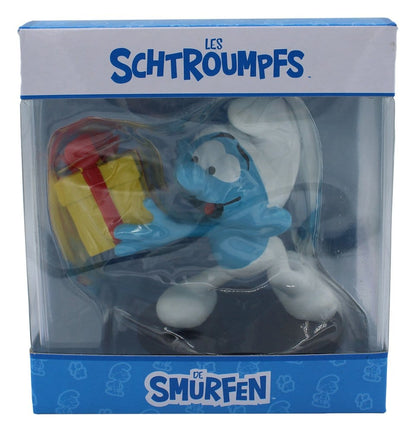 Smurfarna Staty Jokey Smurf med present 10 cm