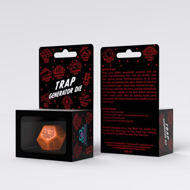 Viridian Jumbo Dice Trap Generator Die D12 Orange