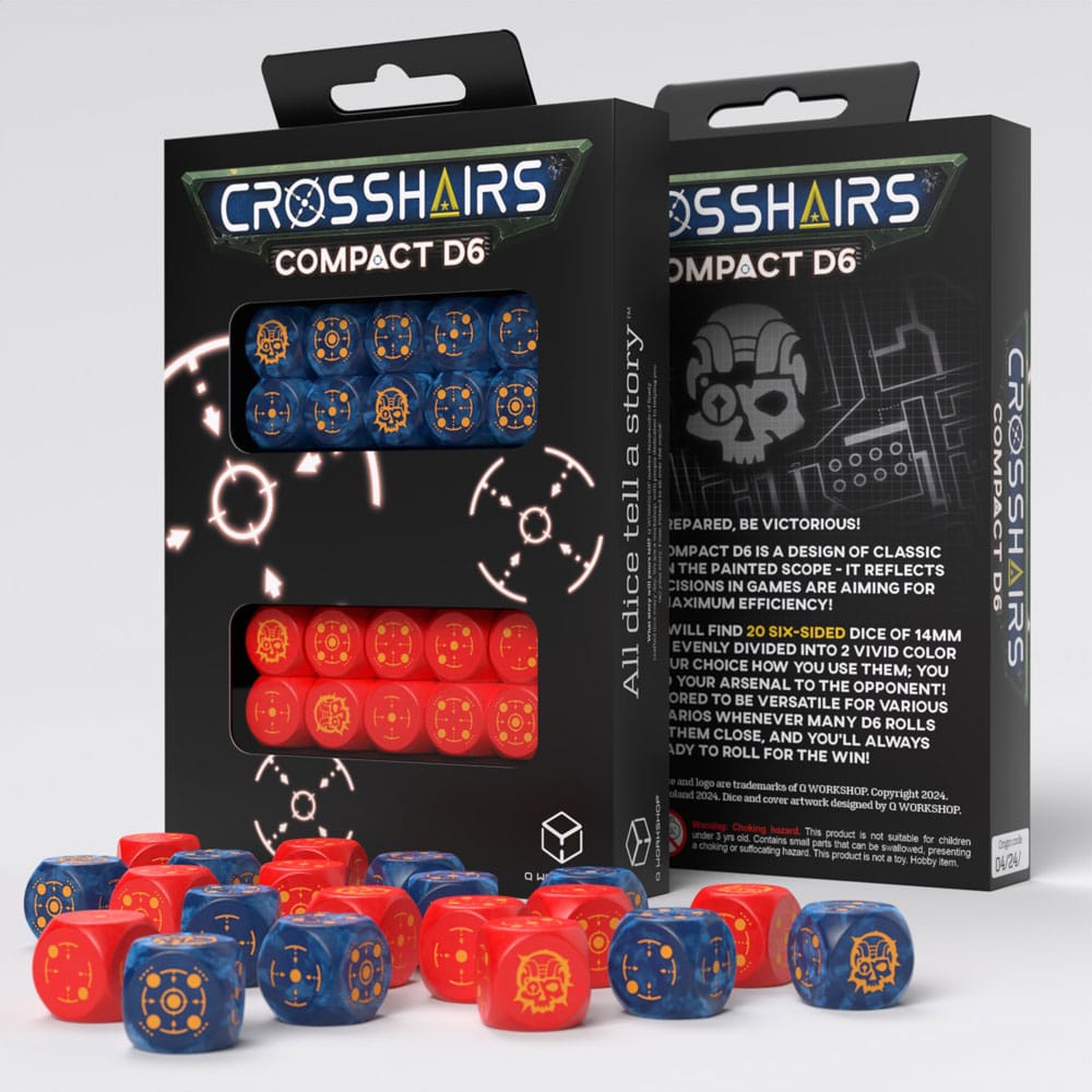 Crosshairs Compact D6 Dice Set Cobalt & Red (20)