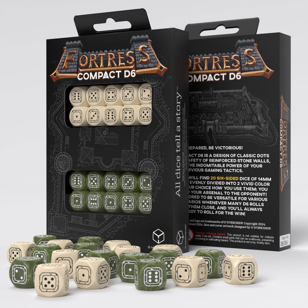 Fortress Compact D6 Dice Set Beige & Olive (20)