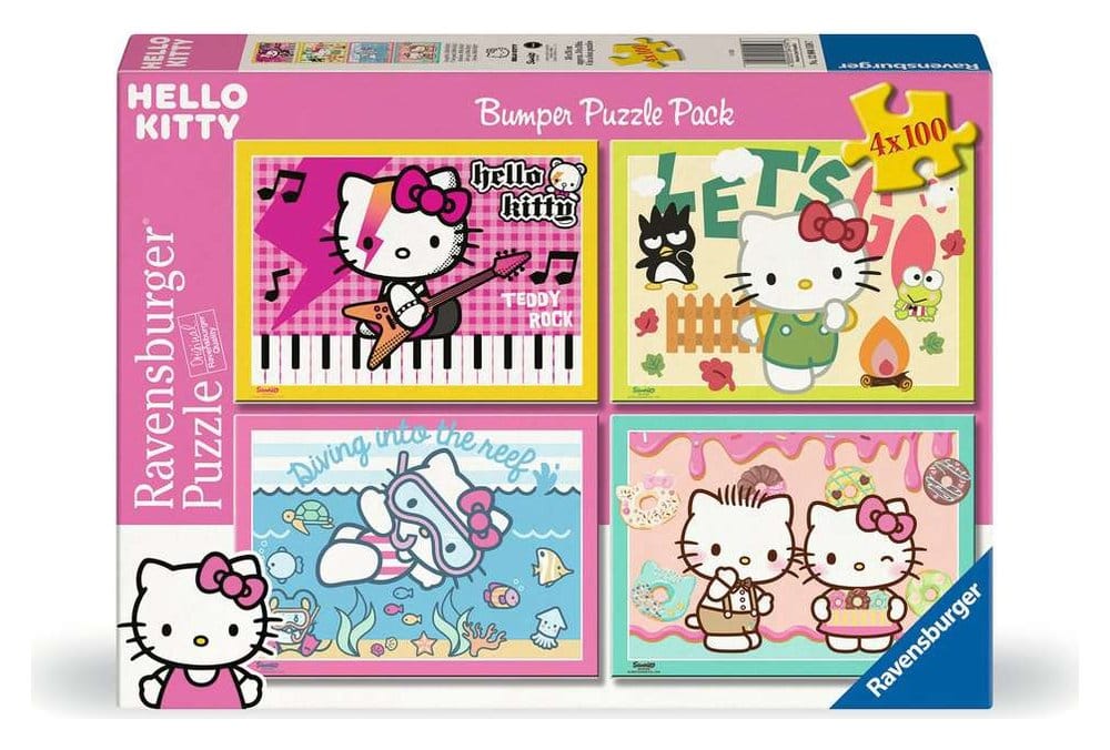 Hello Kitty Yapboz 4'lü Paket Hadi Gidelim, Hello Kitty! (4x100 Adet)