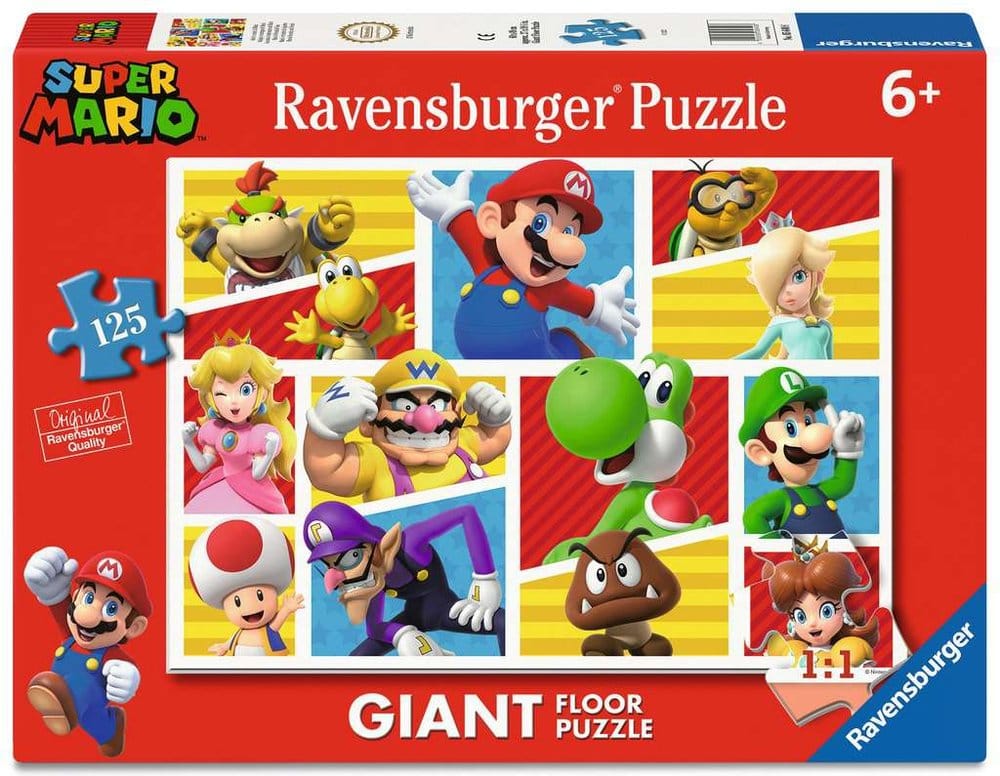 Super Mario Giant Floor Jigsaw Puzzle Marios venner og fiender (125 deler)