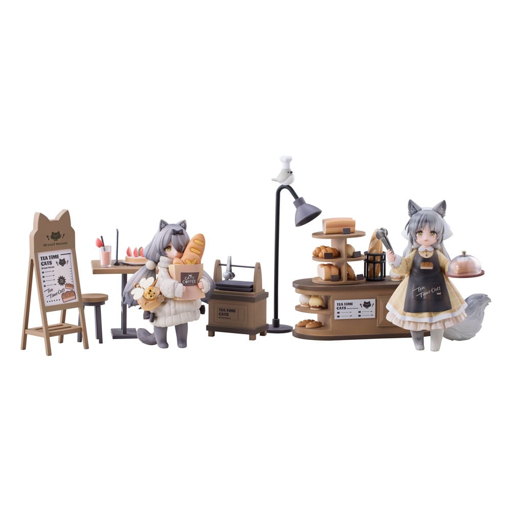 Decorated Life Collection PVC-Statue Tea Time Cats – Cat Town Bakery Staff & Customer Set 12 cm