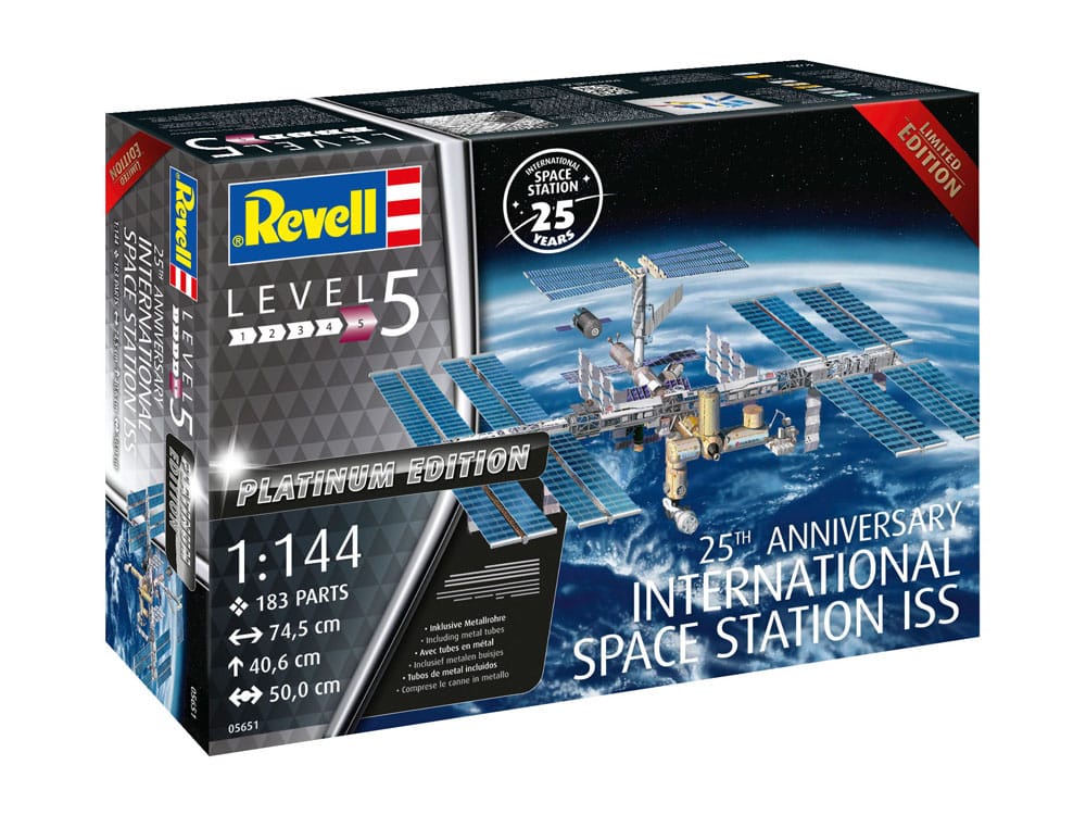 Kit modello ISS STAZIONE SPAZIE INTERNAZIONALE 1/144 25 ° anniversario Platinum Edition 74 cm