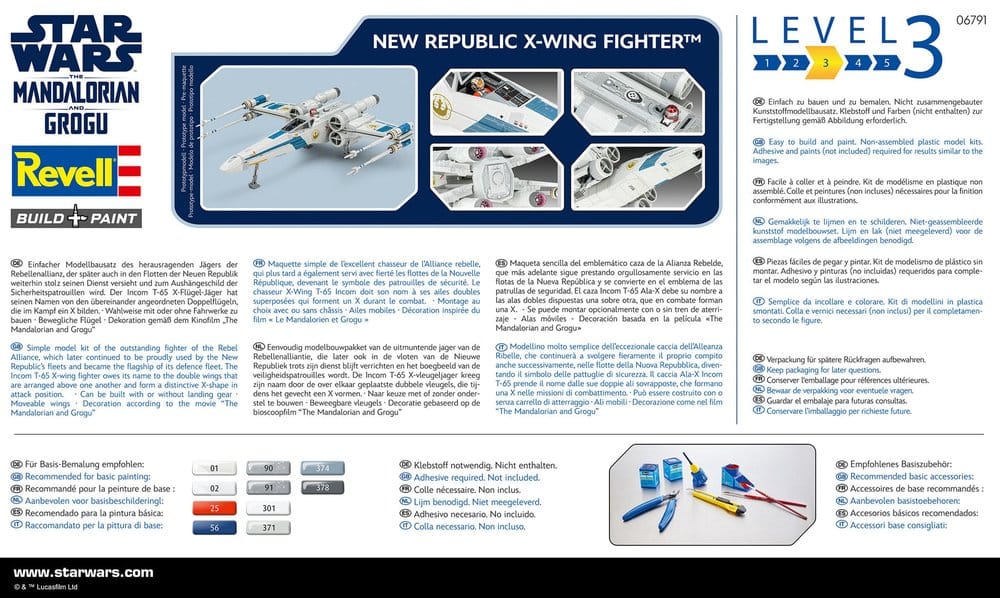 Star Wars The Mandalorian et Grogu Revell Maquette 1/57 New Republic X-Wing Fighter 22 cm
