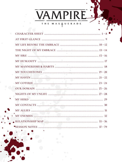 Vampire: The Masquerade 5th Edition RPG Journal Expanded Character Sheet Journal *Engelsk versjon*