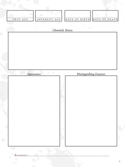 Vampire: The Masquerade 5th Edition RPG Journal Expanded Character Sheet Journal *Engelsk versjon*