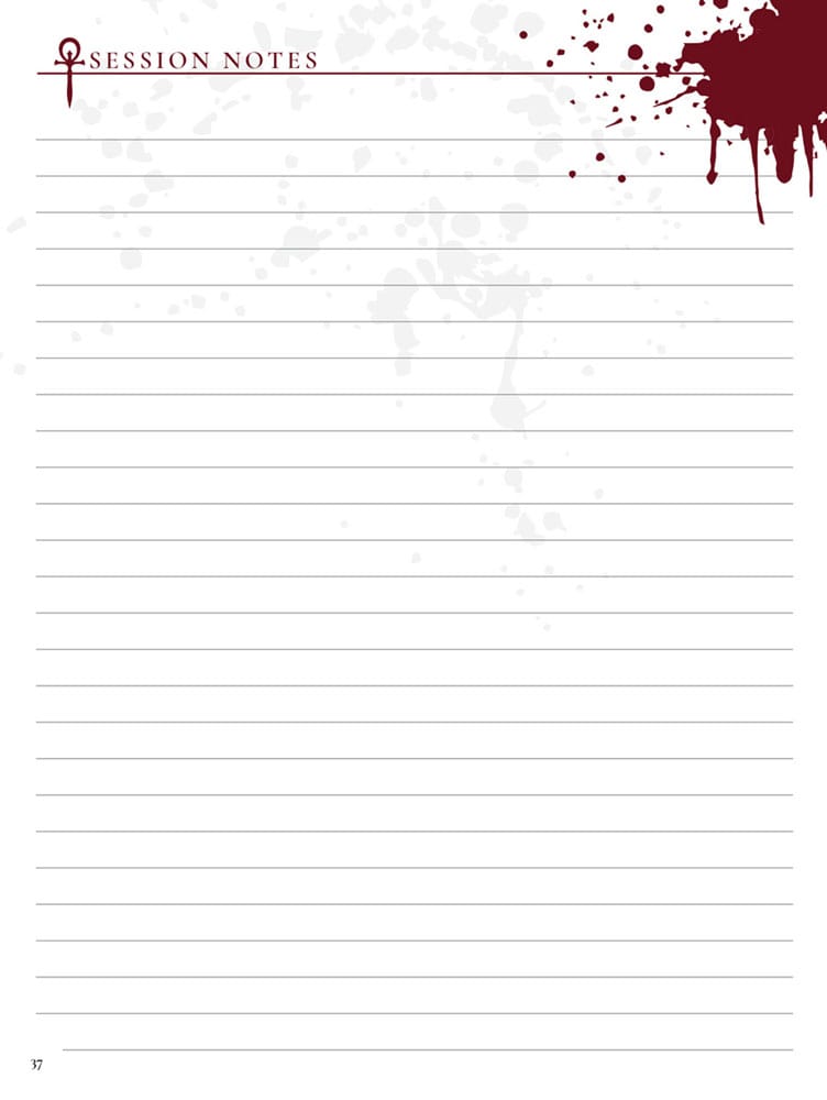 Vampire: The Masquerade 5th Edition RPG Journal Expanded Character Sheet Journal *Engelsk versjon*