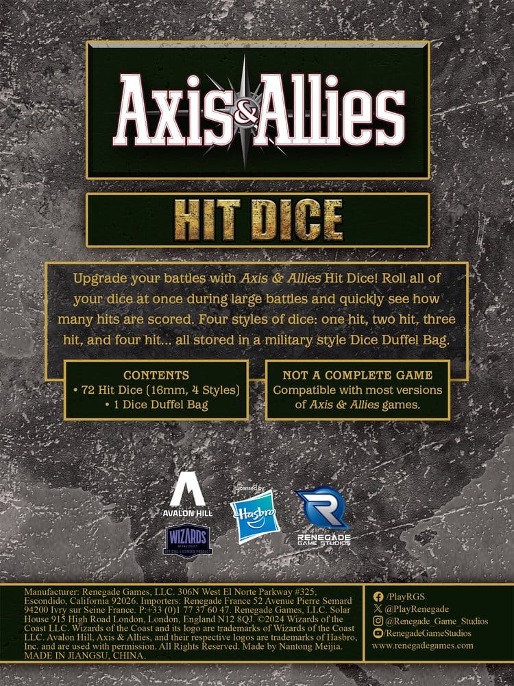 Axe et alliés frappent les dés
