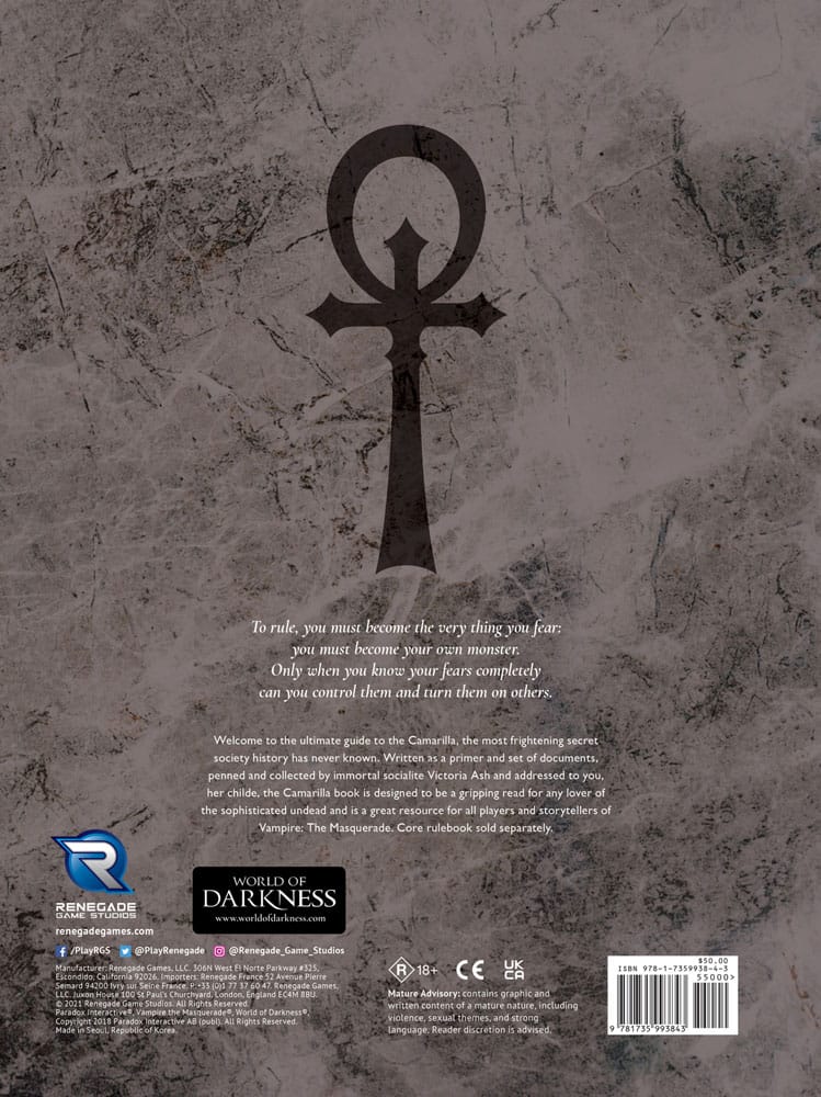 Vampire: The Masquerade 5th Edition RPG-bok Camarilla Sourcebook *Engelsk versjon*