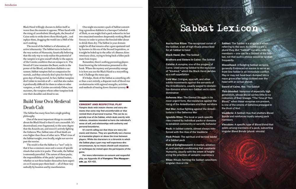 Vampire: The Masquerade 5. Baskı RPG kitabı Sabbat: The Black Hand Sourcebook *İngilizce Sürüm*