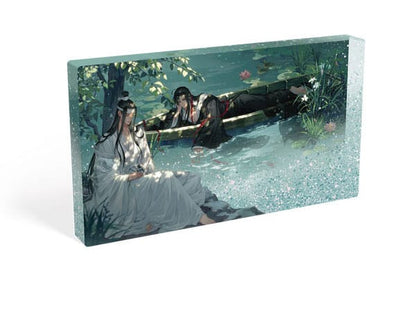 Grandmaster of Demonic Cultivation Acryl Block with Glitter Wei Wuxian & Lan Wangji Lotus Pond 17 x 10 cm