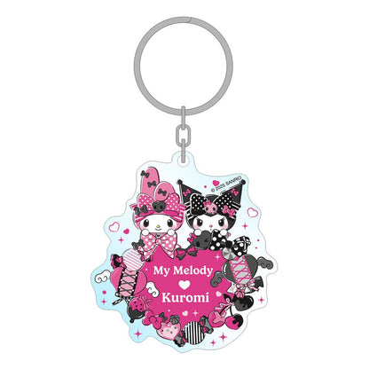 Sanrio Pembe Siyah Parti Serisi Akrilik Anahtarlık My Melody & Kuromi 7 cm