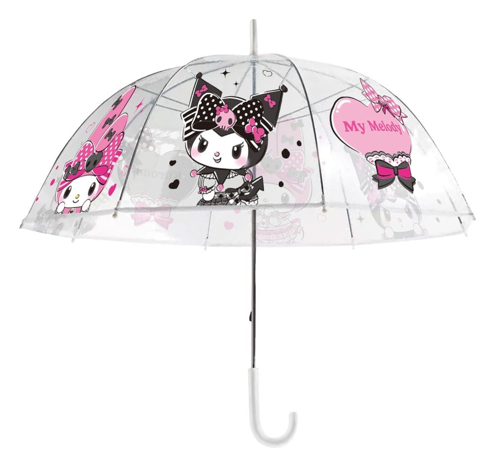 Ombrello Sanrio Rosa Nero Party Series Kuromi & My Melody Trasparente