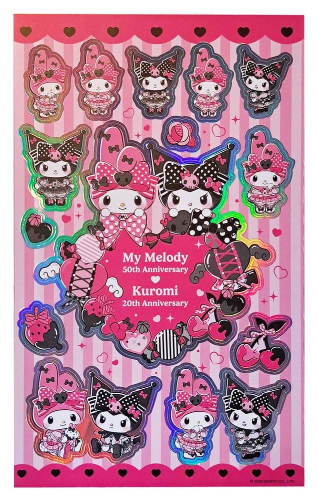 Pacchetto adesivi Sanrio Pink Black Party Series Kuromi e My Melody