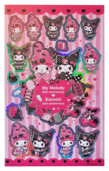 Pacchetto adesivi Sanrio Pink Black Party Series Kuromi e My Melody