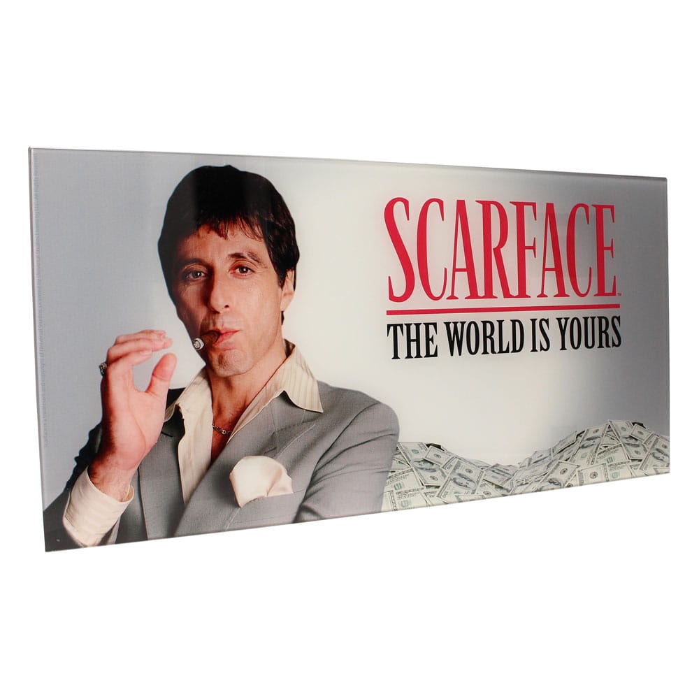 Scarface Glasplakat The World Is Yours (Grå baggrund) 60 x 30 cm