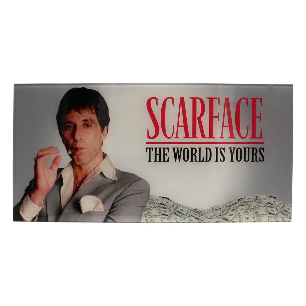 Póster de Cristal "Scarface" El mundo es tuyo (fondo gris) 60 x 30 cm