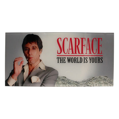 Póster de Cristal "Scarface" El mundo es tuyo (fondo gris) 60 x 30 cm