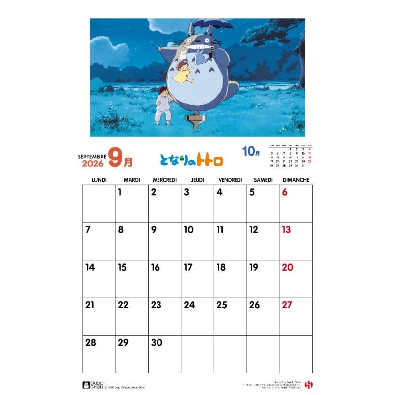 Il mio vicino Totoro Calendario 2026 *Versione francese*