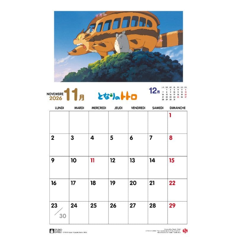 My Neighbor Totoro-kalender 2026 *fransk version*