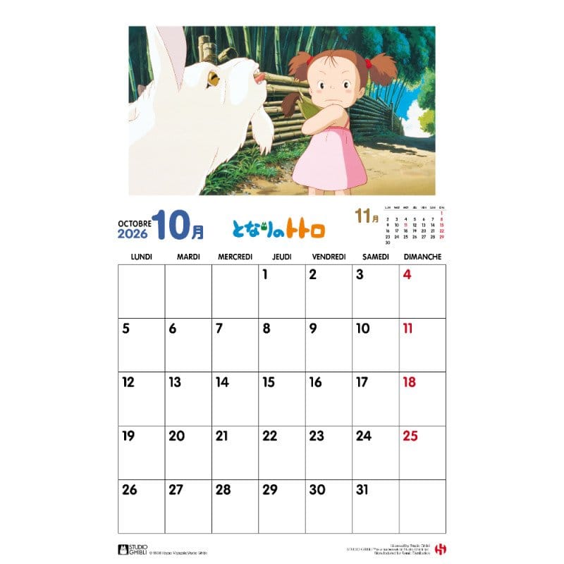 My Neighbor Totoro-kalender 2026 *fransk version*