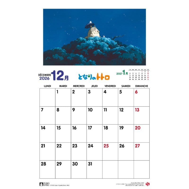 My Neighbor Totoro-kalender 2026 *fransk version*