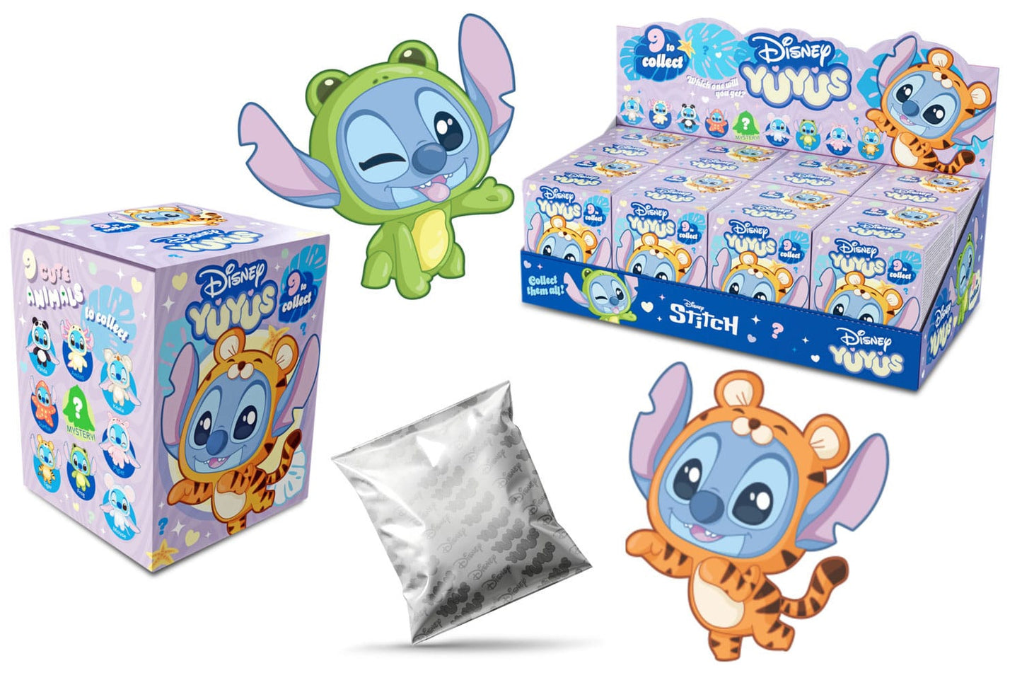 Disney YuYus Plys nøgleringe Stitch 12 cm Blindbox Display (8)