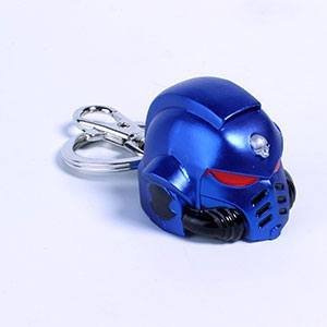 Warhammer 40k Metal Keychain Space Marine Primaris Helmet Ultramarine