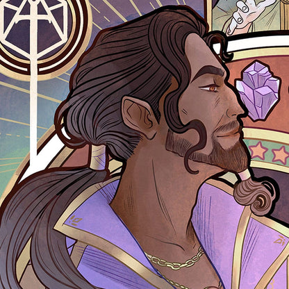 Critical Role Art Print Matthew Mercer: 10-årsjubileum Art Nouveau Illustrationer 46 x 28 cm - oinramad