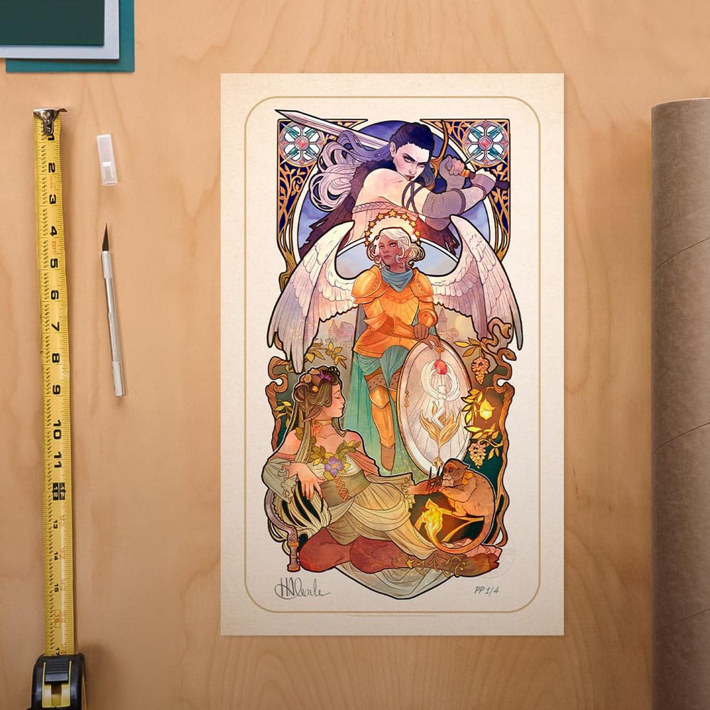 Critical Role Art Print Ashley Johnson: 10th Anniversary Art Nouveau-illustrasjoner 46 x 28 cm - uinnrammet