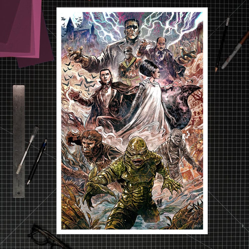 Universal Monsters Konsttryck Universal Monsters av Vincenzo Riccardi 61 x 41 cm - oinramad