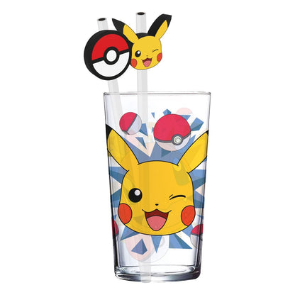 Pokémon Glass Tumbler med Straws Pikachu 485 ml
