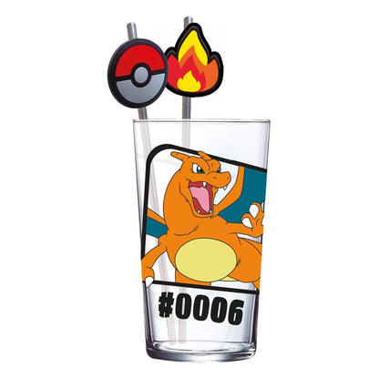 Pokémon Glasbecher mit Strohhalmen Glurak 480 ml