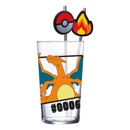 Pokémon Glasbecher mit Strohhalmen Glurak 480 ml