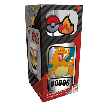 Pokémon Glasbecher mit Strohhalmen Glurak 480 ml