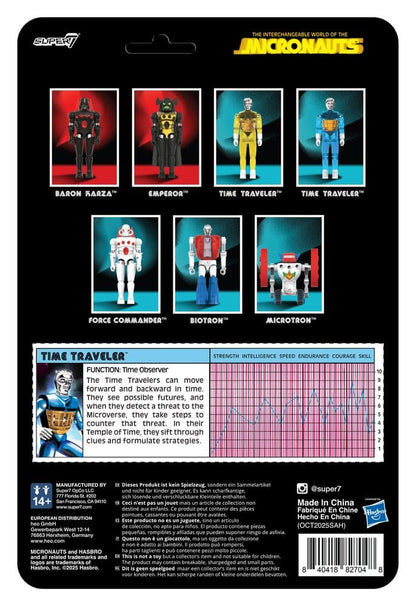 Micronauts ReAction+ Aksiyon Figürü Wave 03 Zaman Gezgini (Yarı Saydam Mavi) 10 cm