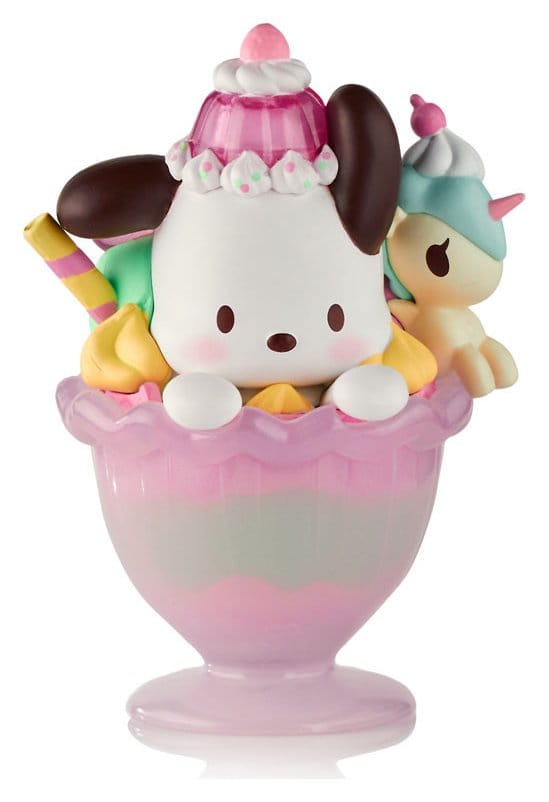 Hello Kitty & Friends Fensterbox-Figur Fast Food Pochacco Pink Unicorn Sundae 9 cm