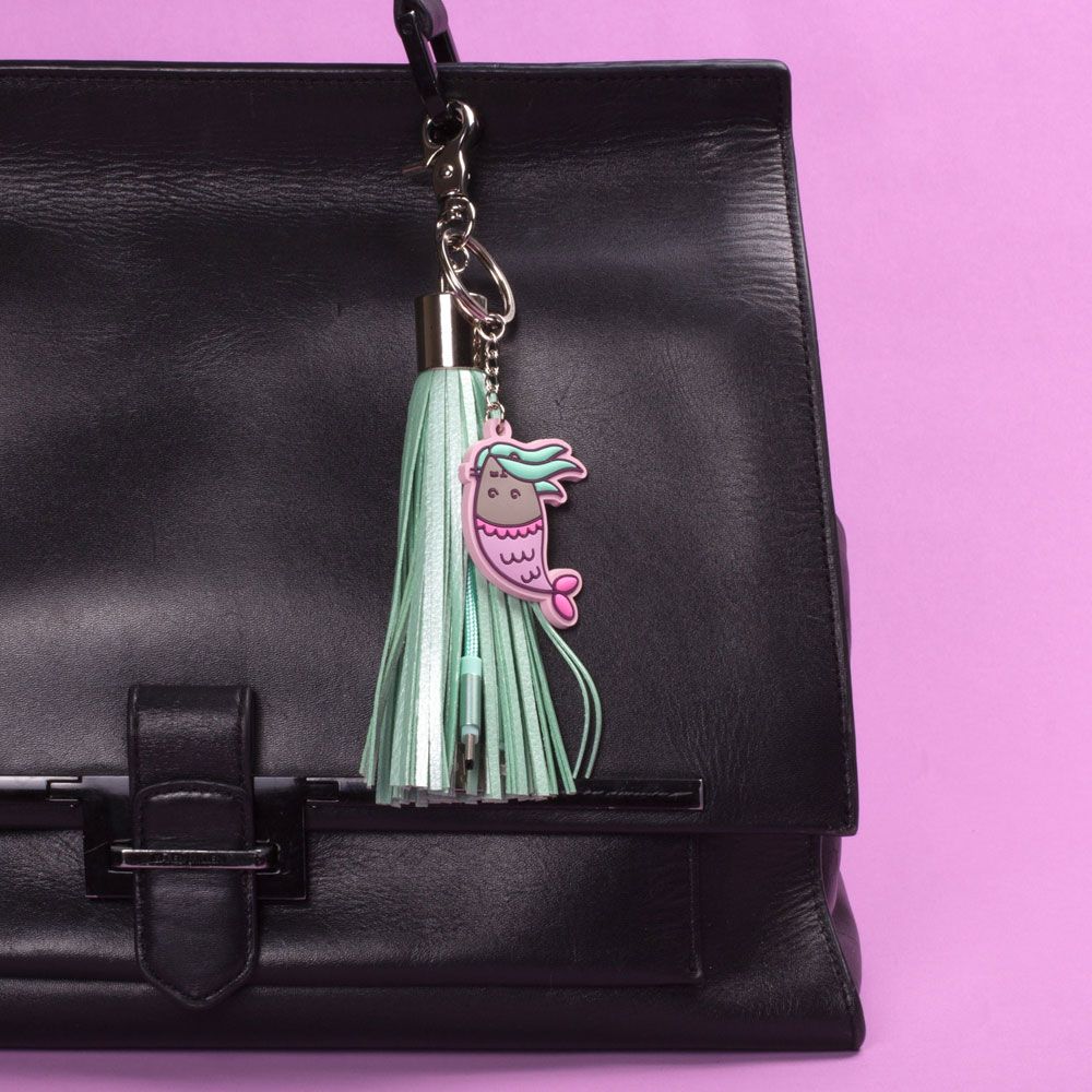 Pusheen USB Şarj Kablosu 3in1 Anahtarlık Püsküllü