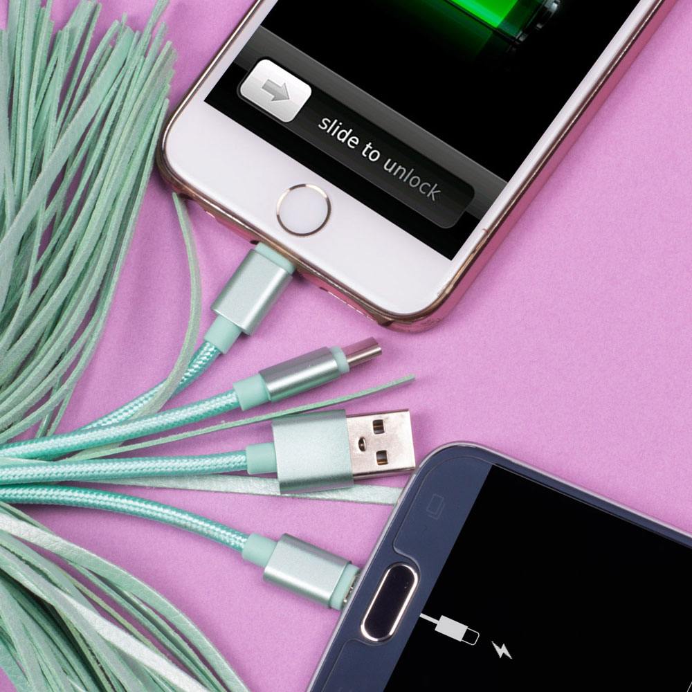 Pusheen USB Şarj Kablosu 3in1 Anahtarlık Püsküllü