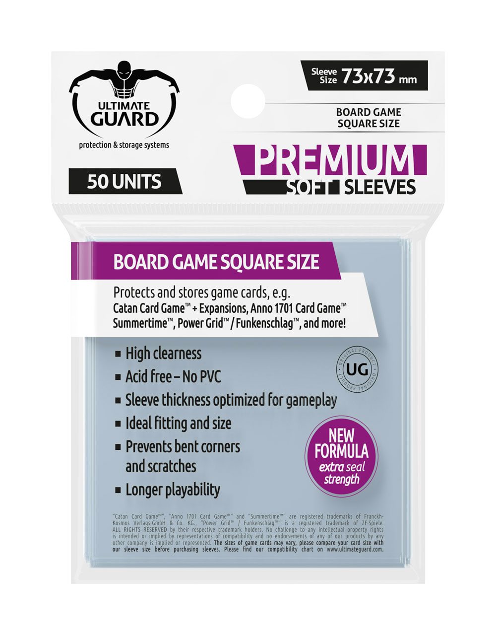 Manches souples Ultimate Guard Premium pour les cartes de jeu du conseil d'administration (50)