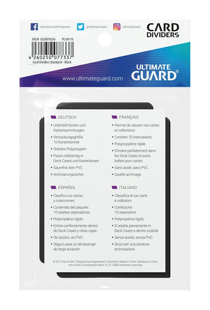 Ultimate Guard Card Dividers Standardstørrelse (10) - Sort