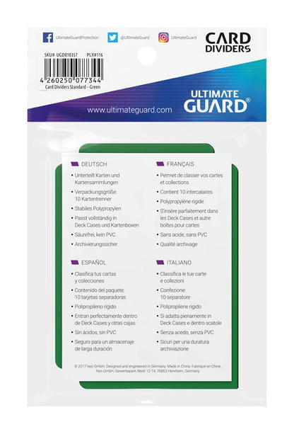 Ultimate Guard Card Dividers Standardstørrelse (10) - Grøn
