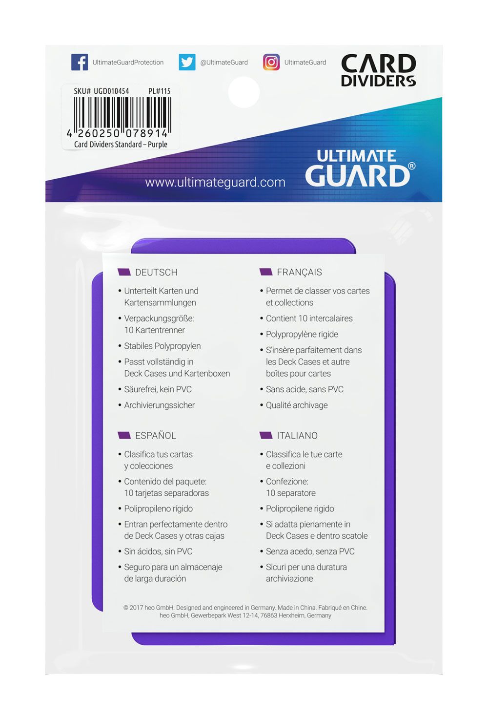 Ultimate Guard -Kartenteiler Standardgröße (10) - lila