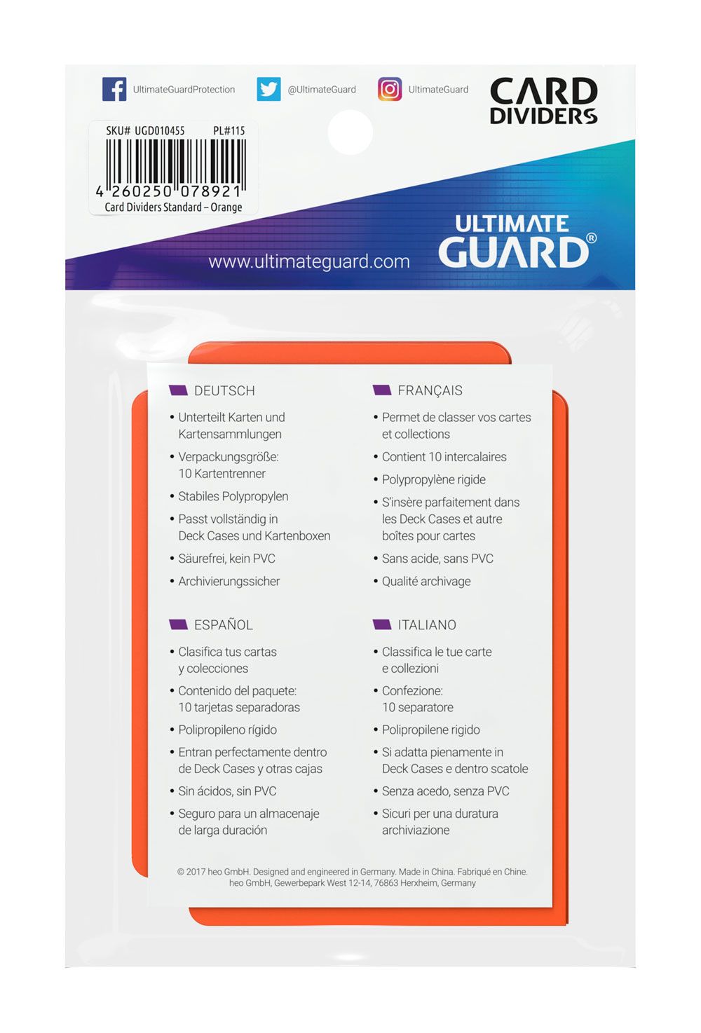 Ultimate Guard Card Dividers Standaardgrootte (10) - Oranje