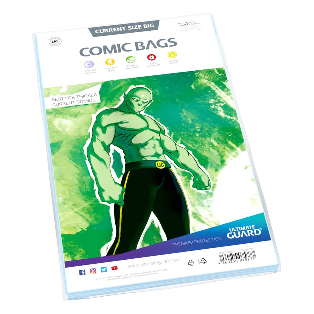 Ultimate Guard Comic Bags Standard (100) - Aktuel størrelse stor